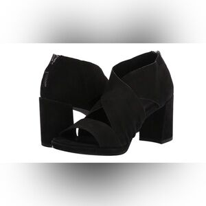 NIB Eileen Fisher Marla Black Tumbled Nubuck Platform Heels Shoes Sandals 7.5